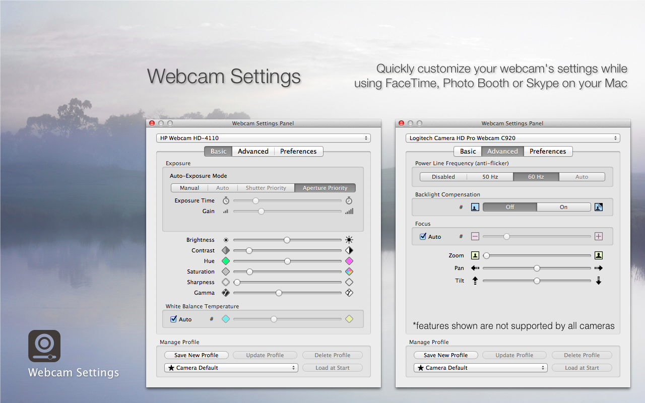 i can get the camera control for my logitech setting to work on my mac running sierra